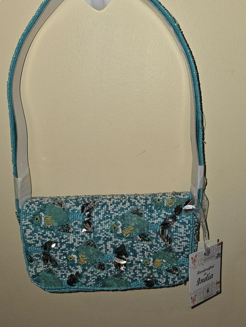 TJ Maxx Viral TikTok Beaded Fish Shoulder Bag Handcrafted India  Ocean Blue NWT